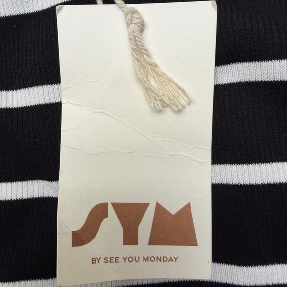 See You Monday black/white striped body con sleeves dress - size S - maxi - NWT - Picture 4 of 6